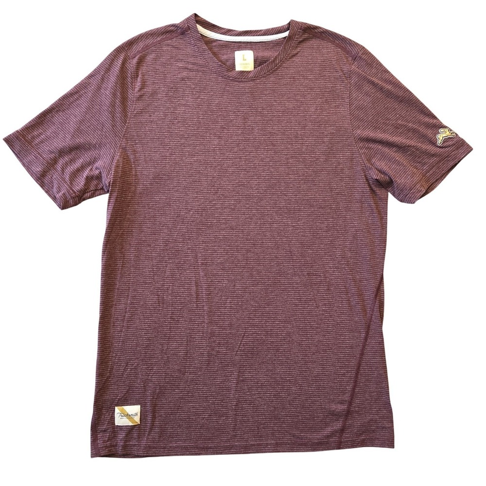 Tracksmith Horizon T-Shirt Mens L Maroon Striped Short Sleeve Athletic Shirt